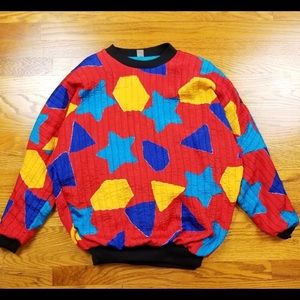 VTG 90's Multicolor Star Hexagon Shape Sweater
